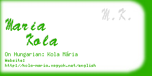 maria kola business card